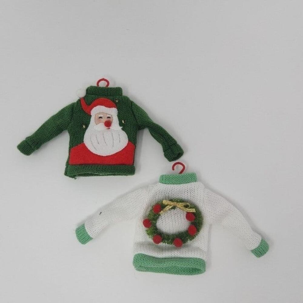 Santa & Wreath Ugly Sweater Ornament Elf Costume